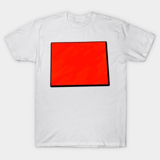 Bright Red Wyoming Outline T-Shirt